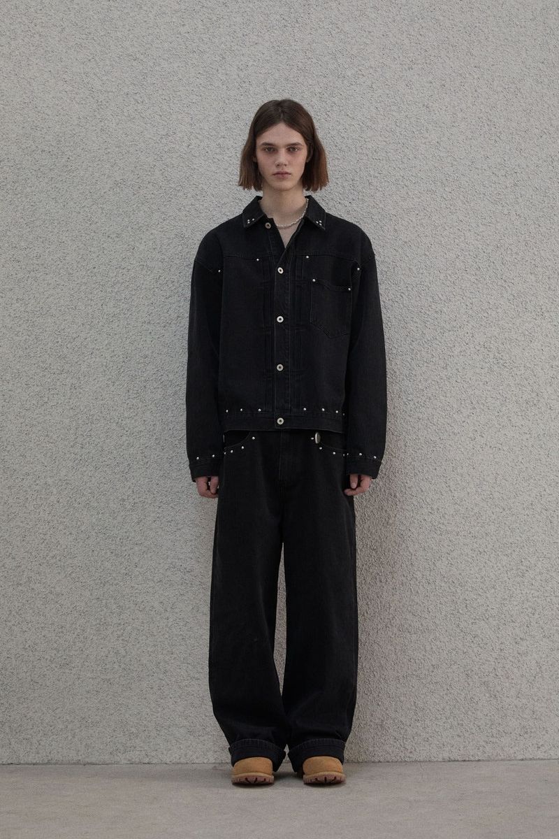 Studded selvage washed denim - Jacket
