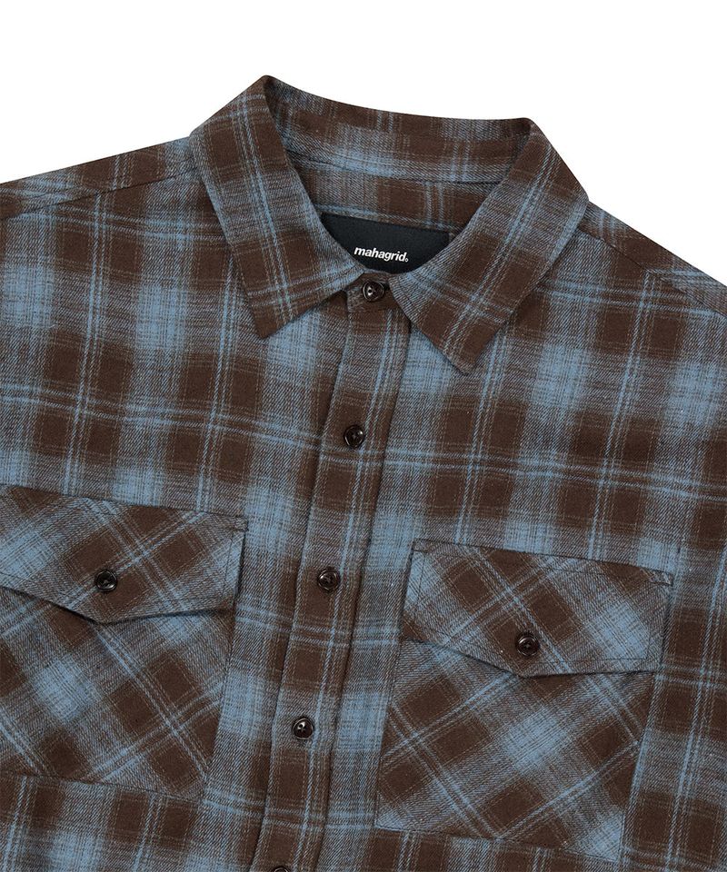 TWO POCKET CROP CHECK SHIRT_BROWN