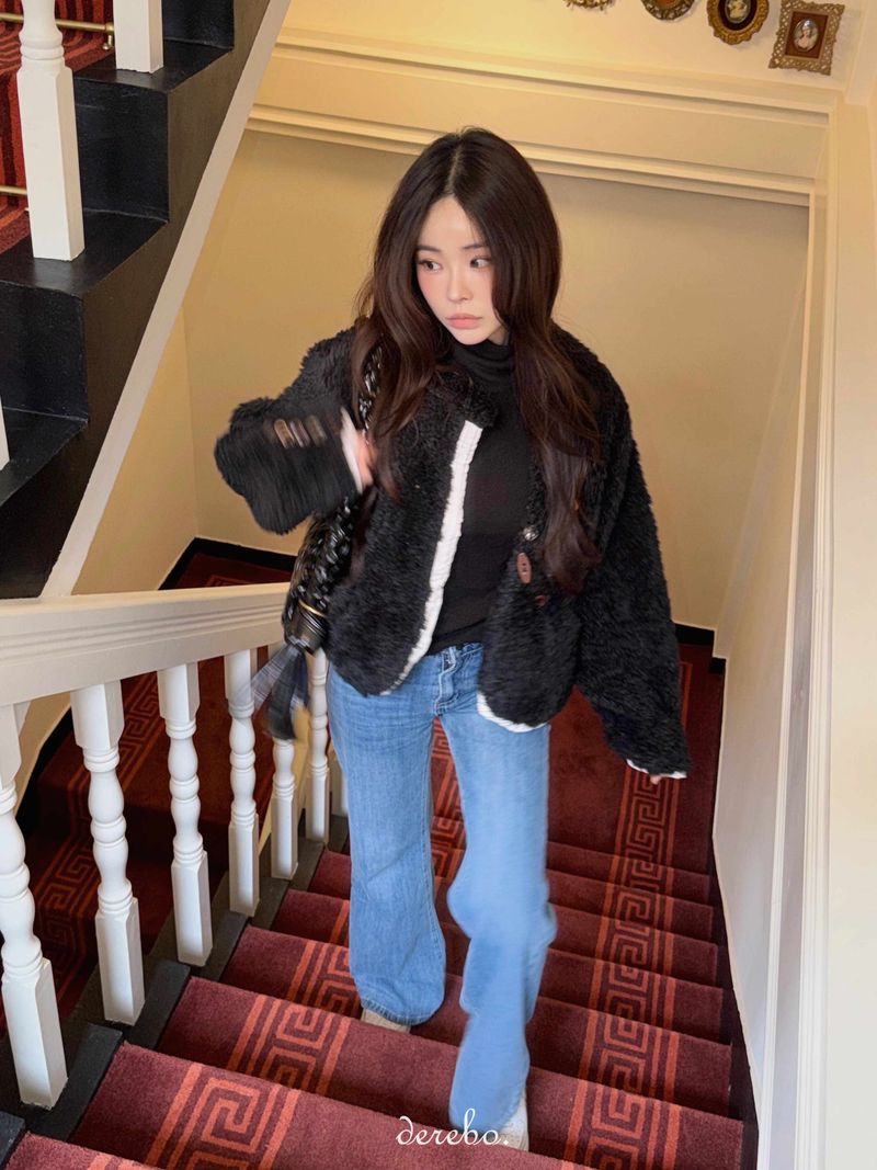 low semi-long denim pants
