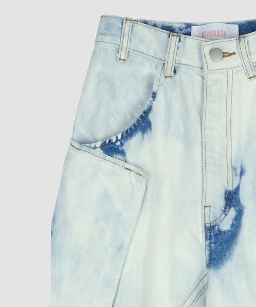 BLEACH WIDE DENIM PANTS