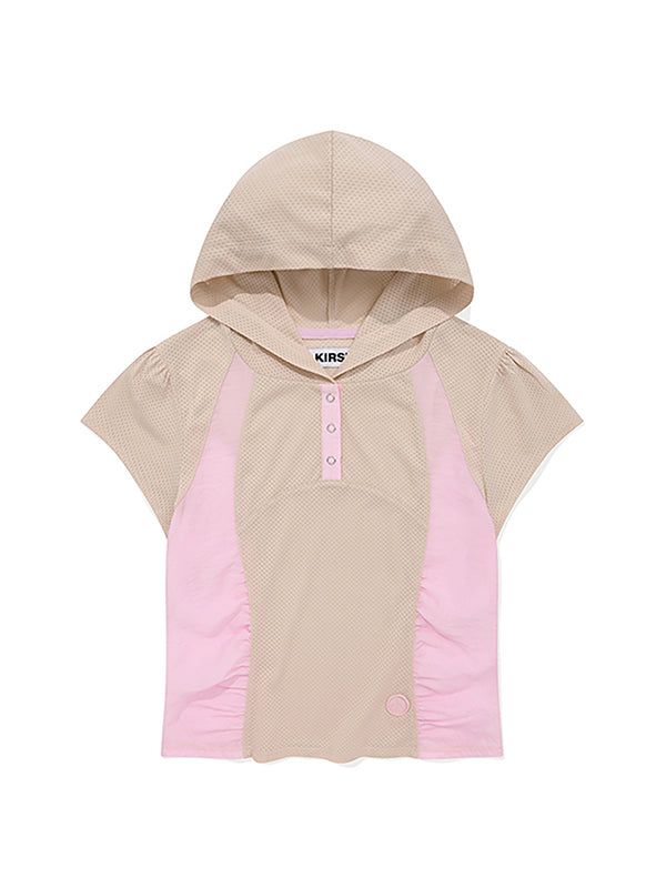 KIRSH（キルシー）の「COLOR MIX SLIM FIT SHORT SLEEVE HOODIE [BEIGE]（Tops）」