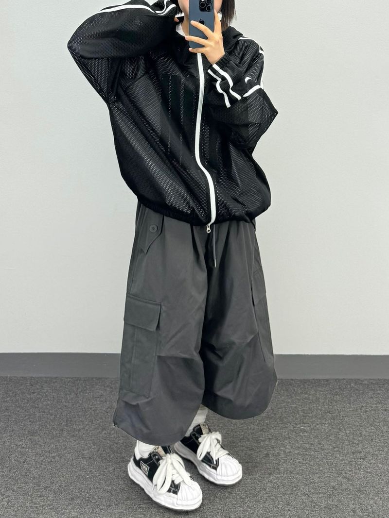 mesh track hooded jacket
