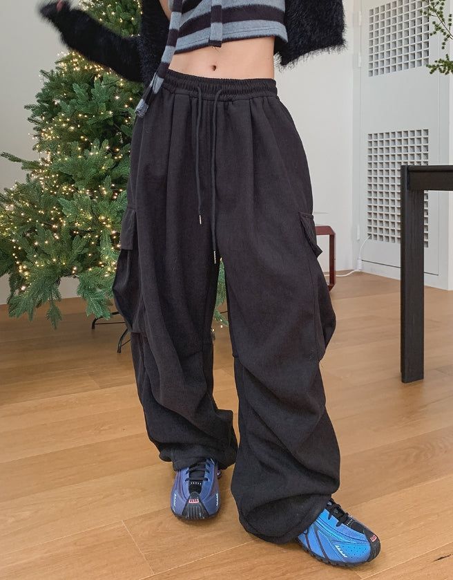 [Mink Brushed] Luxy Two Way Corduroyn Pintuck Cargo Pants