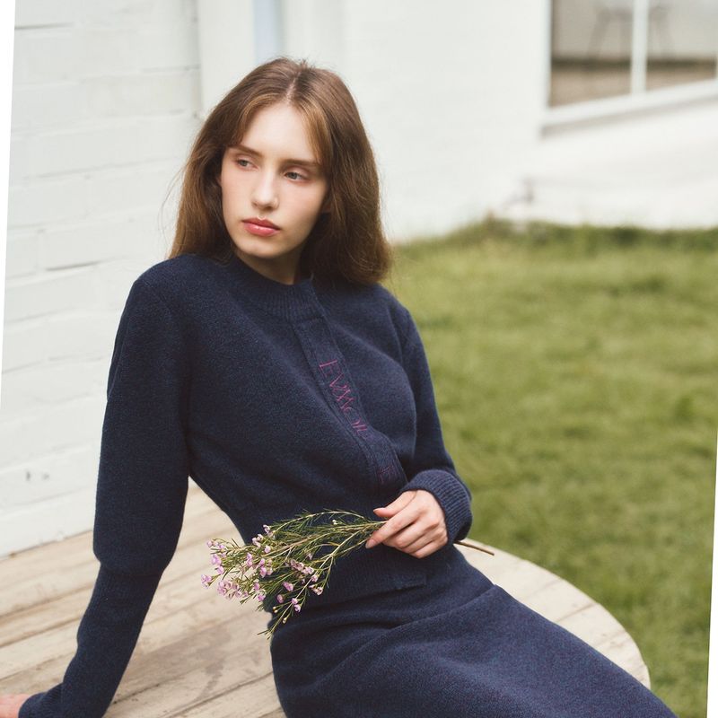 ALPACA SLIM CARDIGAN - MULBERRY NAVY