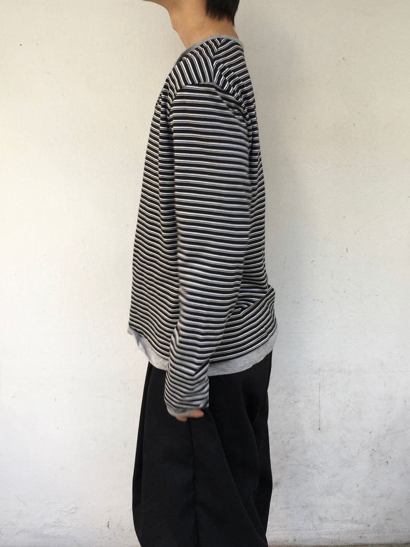 Luard Double Stripe Layered Henley Neck 3C