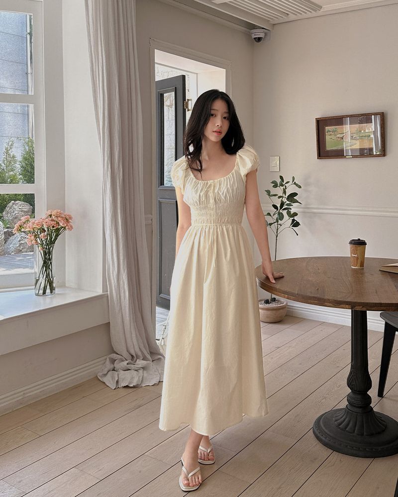 Wayne Shirring Long Dress