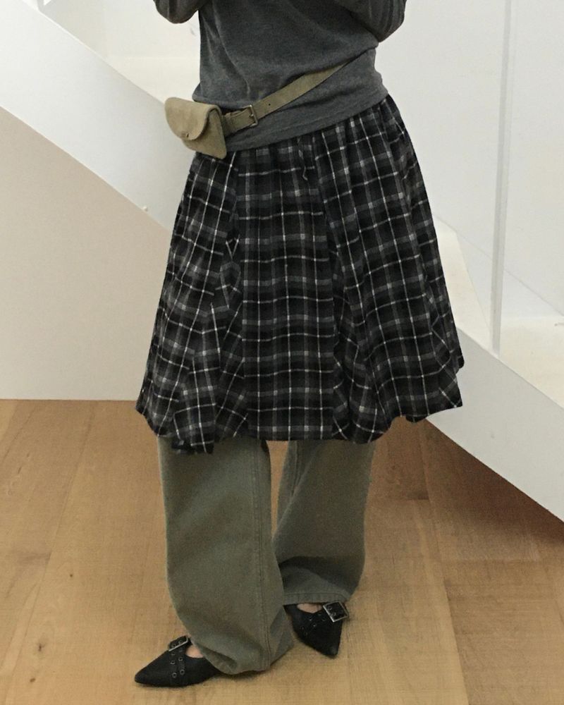[ORIGINAL] Sco Check Layered Skirt