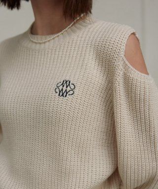 SHOULDER CUT OUT KNIT_LIGHT BEIGE