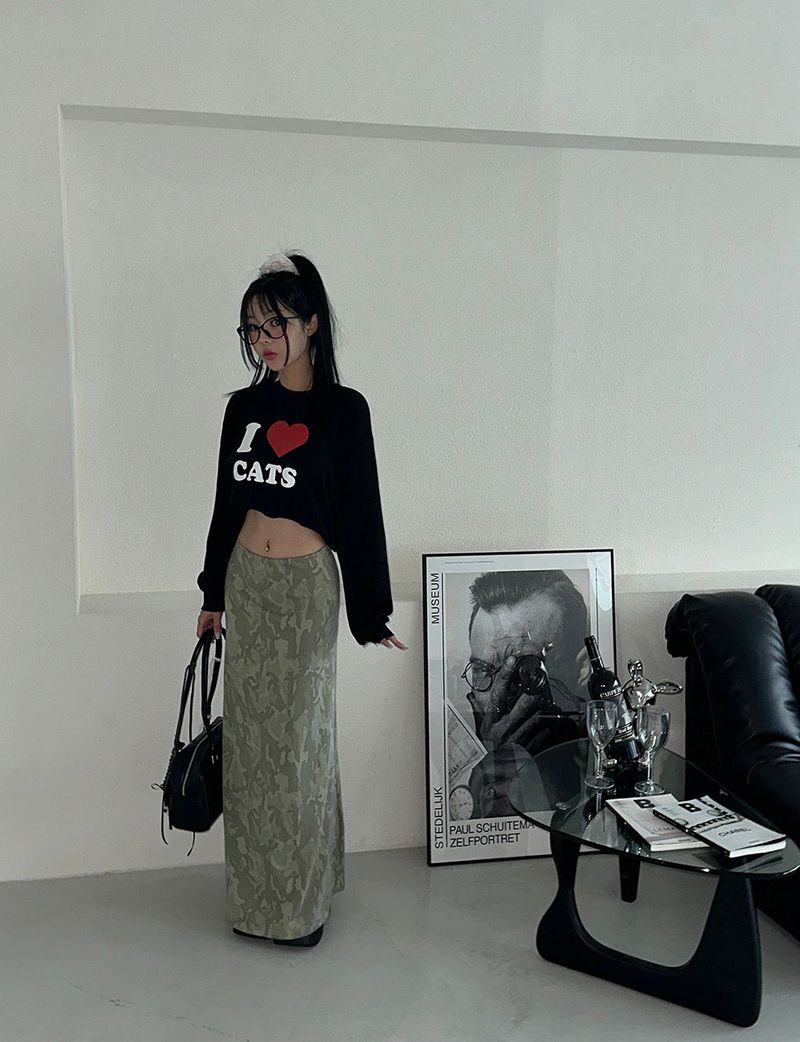 Camo Military Maxi Long Skirt