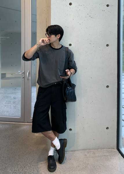 Aaron Cropped Pigment Rivet Ringer Long Sleeve