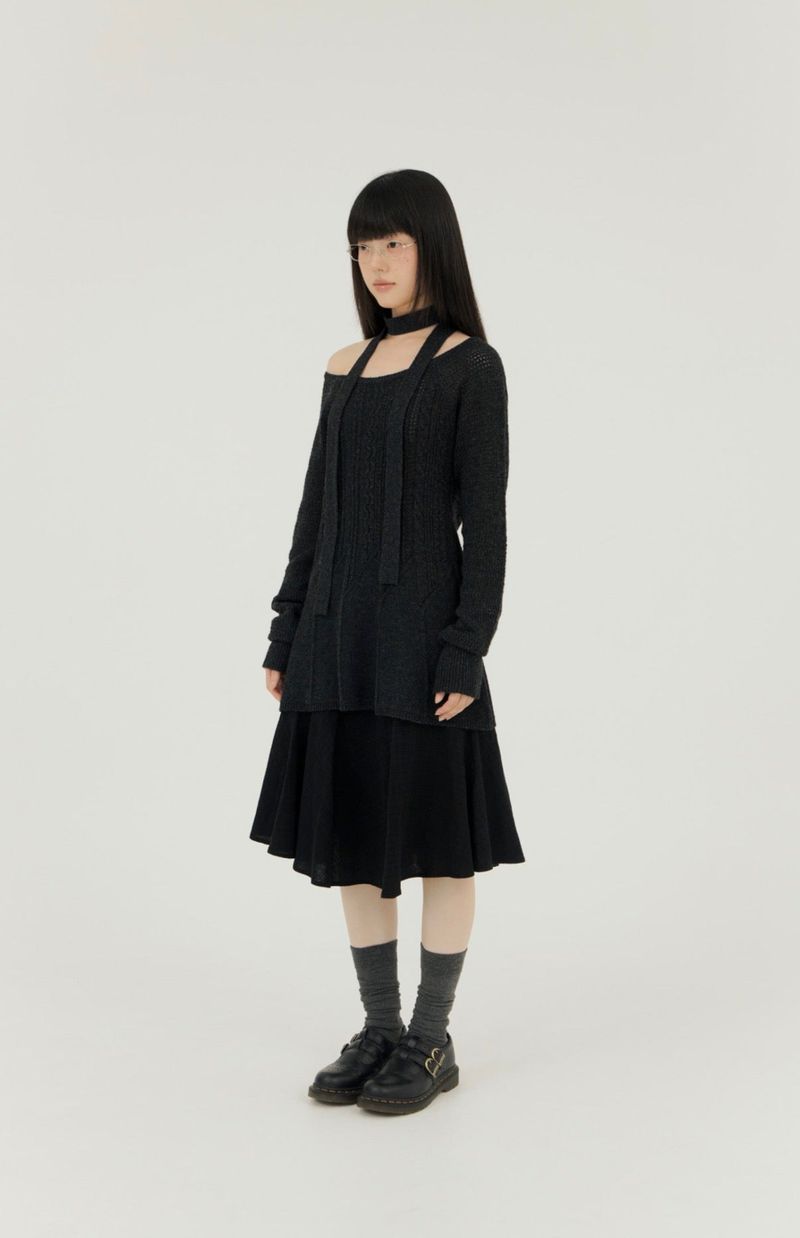 CABLE RECO KNIT OPS CHARCOAL