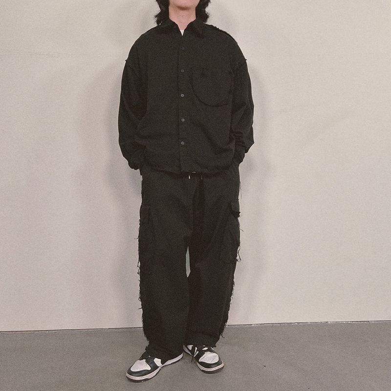 grunge plain shirt_black