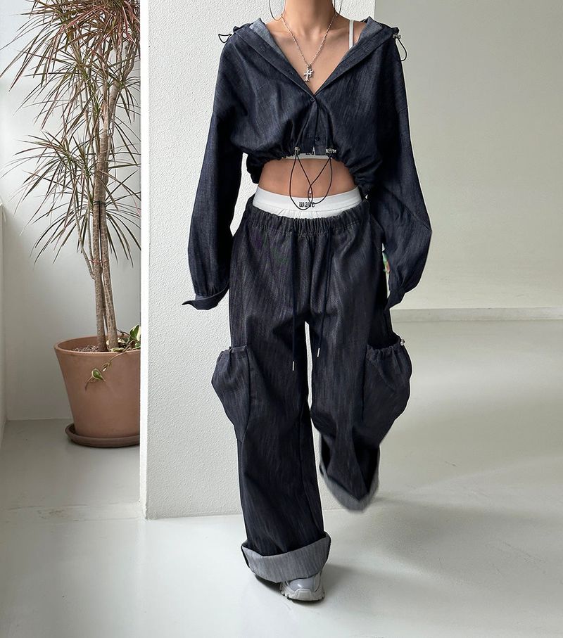 Cropped Hooded Shirt Jacket