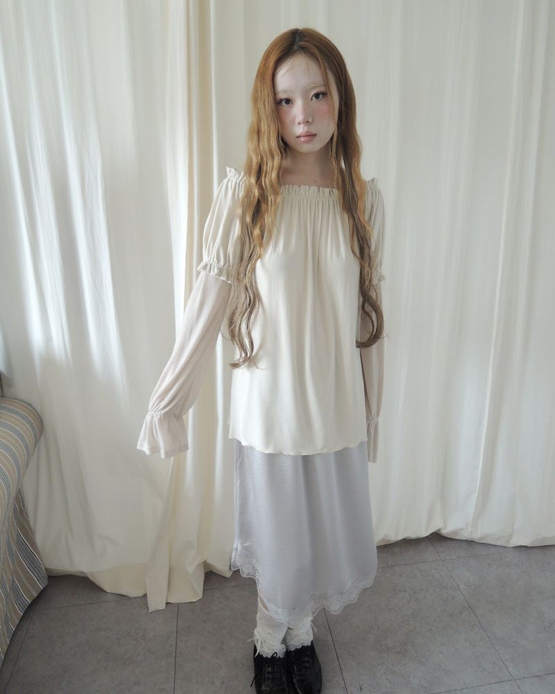 NUPHLO(ニューフロー)の「NAVI SHIRRING OFF-SHOULDER DRESS(Dresses)」