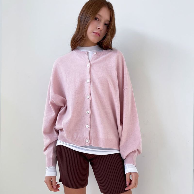 RAVEROUS（レイバロス）の「Loose Fit  Round Neck Knit Cardigan _Light Pink（Tops）」