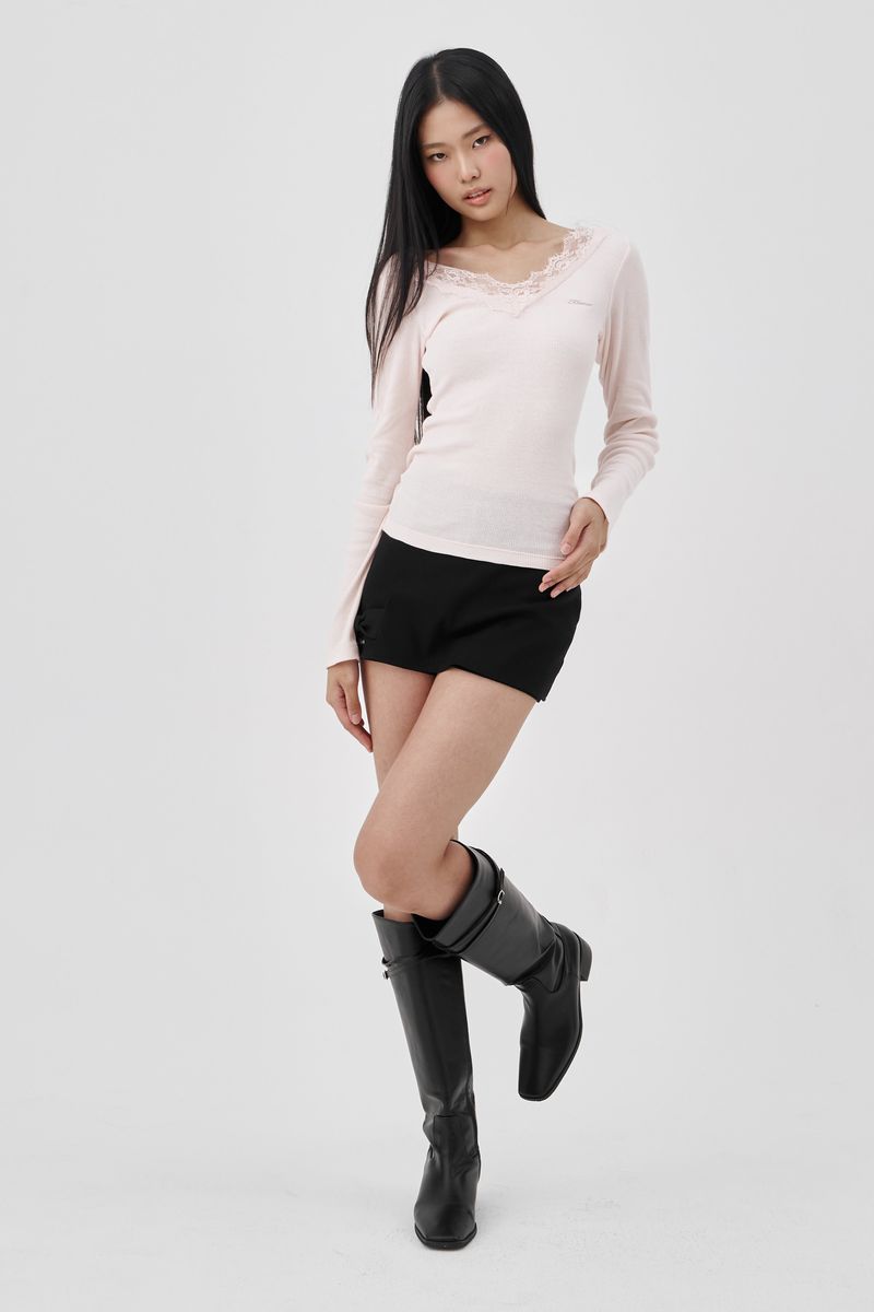 Cream donuts long sleeve, Pink