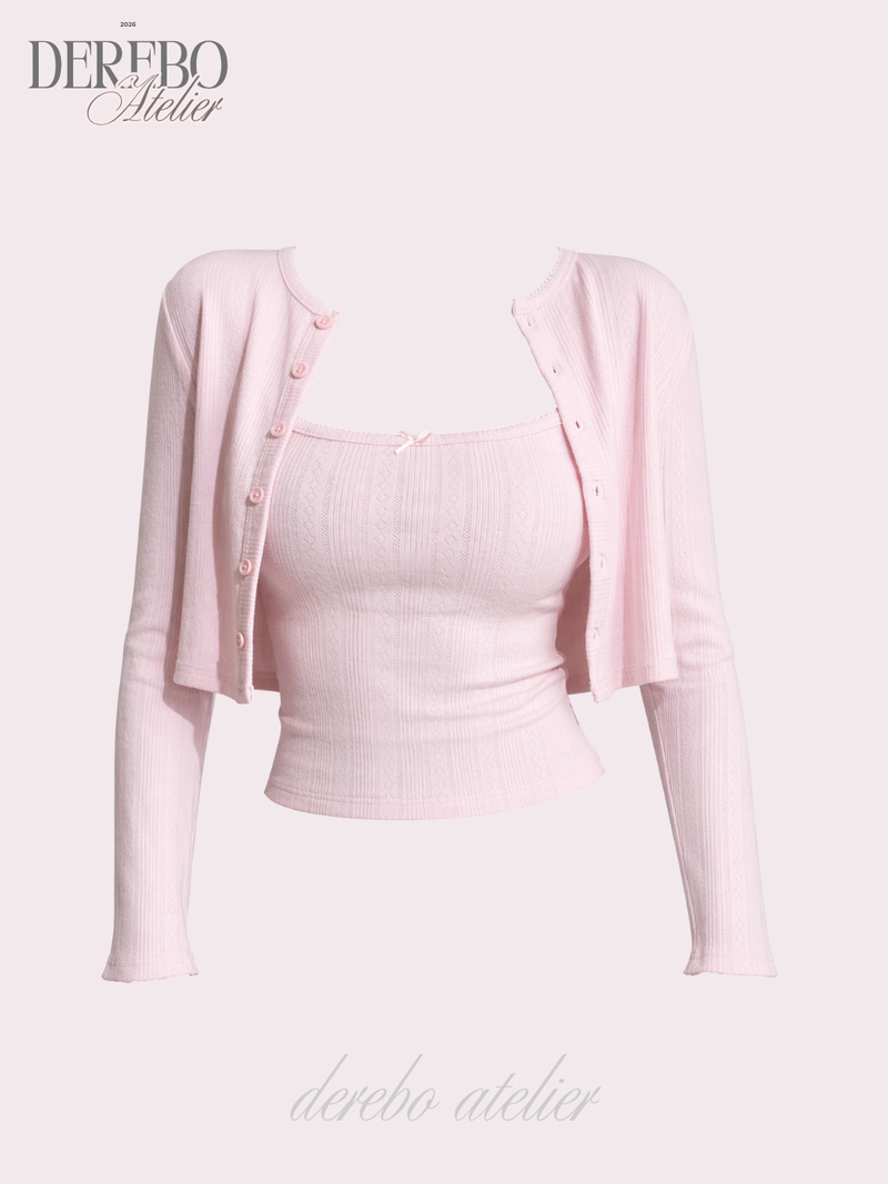 dereborujo（ドレボルゾー）の「ピンク クリーム ラウンジ カーディガン トップ セット(cardigan)（トップス）」