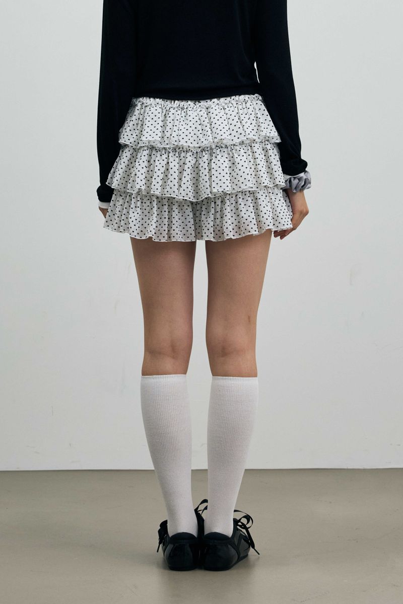 MINI HEART CANCAN SKIRT PANTS / WHITE