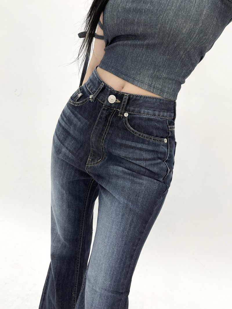 800. Highlight washing denim boots cut pt