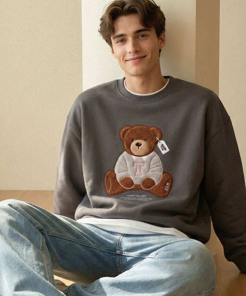 Boucle teddy knit sweatshirts [CHARCOAL]