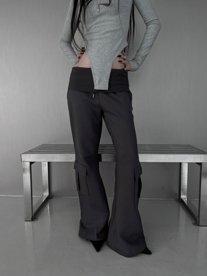 folded cargo bootcut pants (fleece-lined / 2color)
