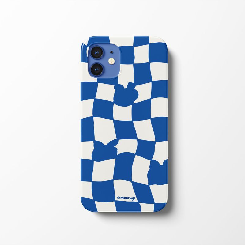moorugi(モールジ)の「Checkerboard Blue Iphone Bumper case(Hats)」