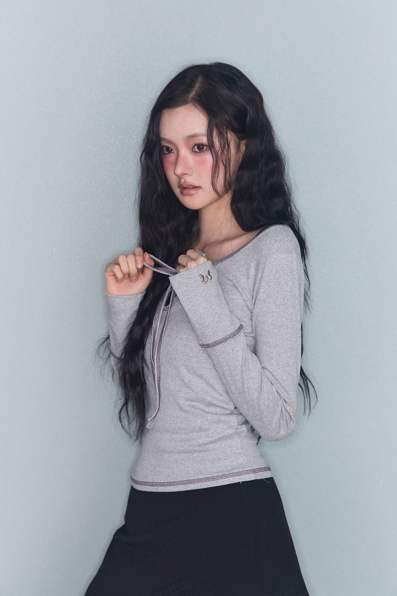STITCH RIBBON T GREY