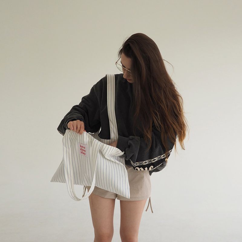 stripe eco bag_ivory