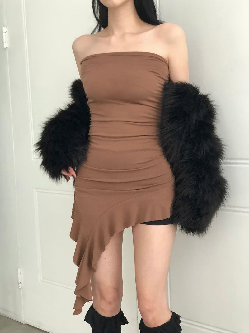 Frill Unbal Mini-dress