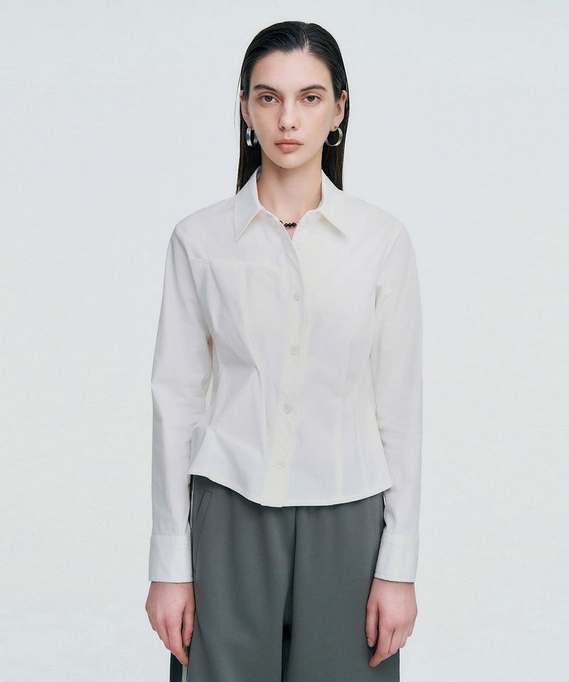 DOZI - Pinched Unbalance shirt _ WHITE