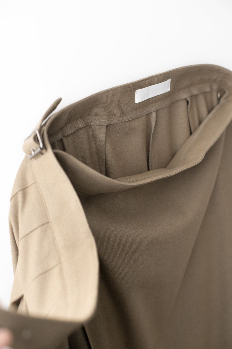 Wrap pleats skirts (Brown)
