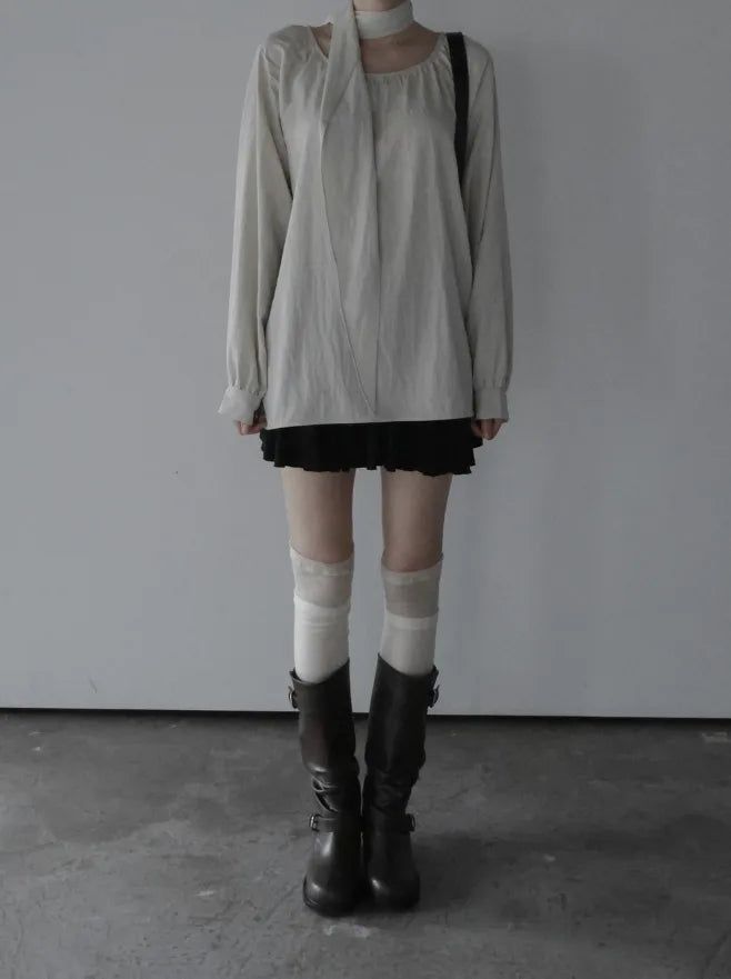 Mue Shirring Scarf Blouse