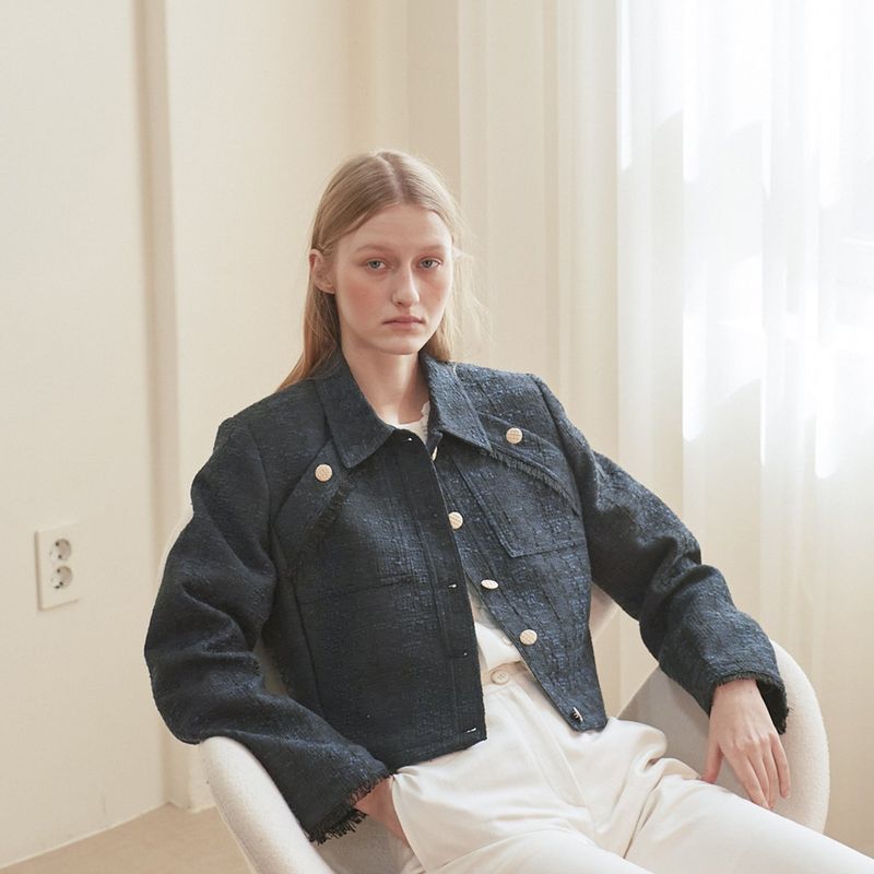 [LINE] Tweed Line Jacket (Navy)