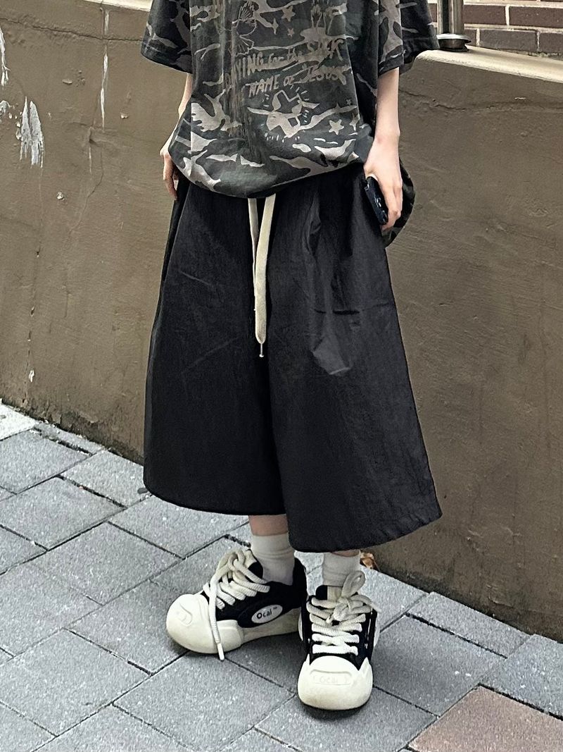 snap nylon crack bermuda pants
