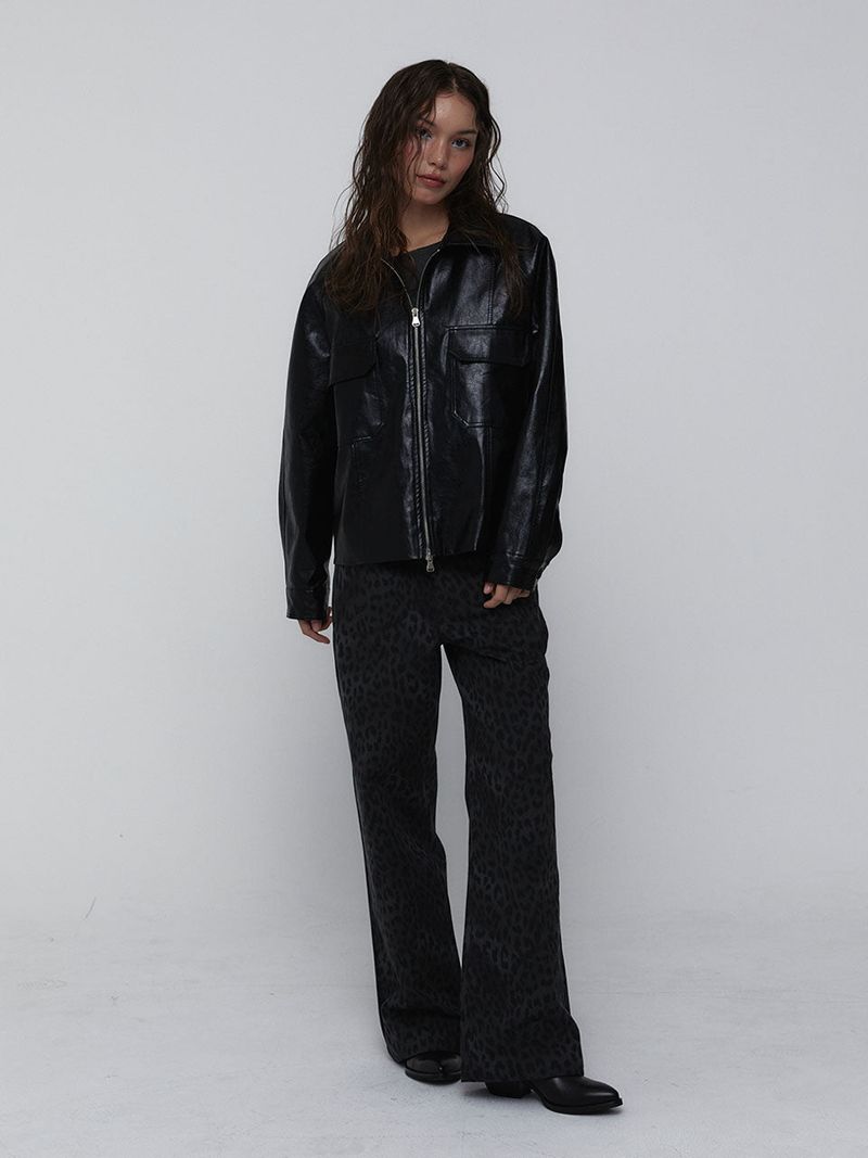 Eco Leather Bomber Jacket_Black