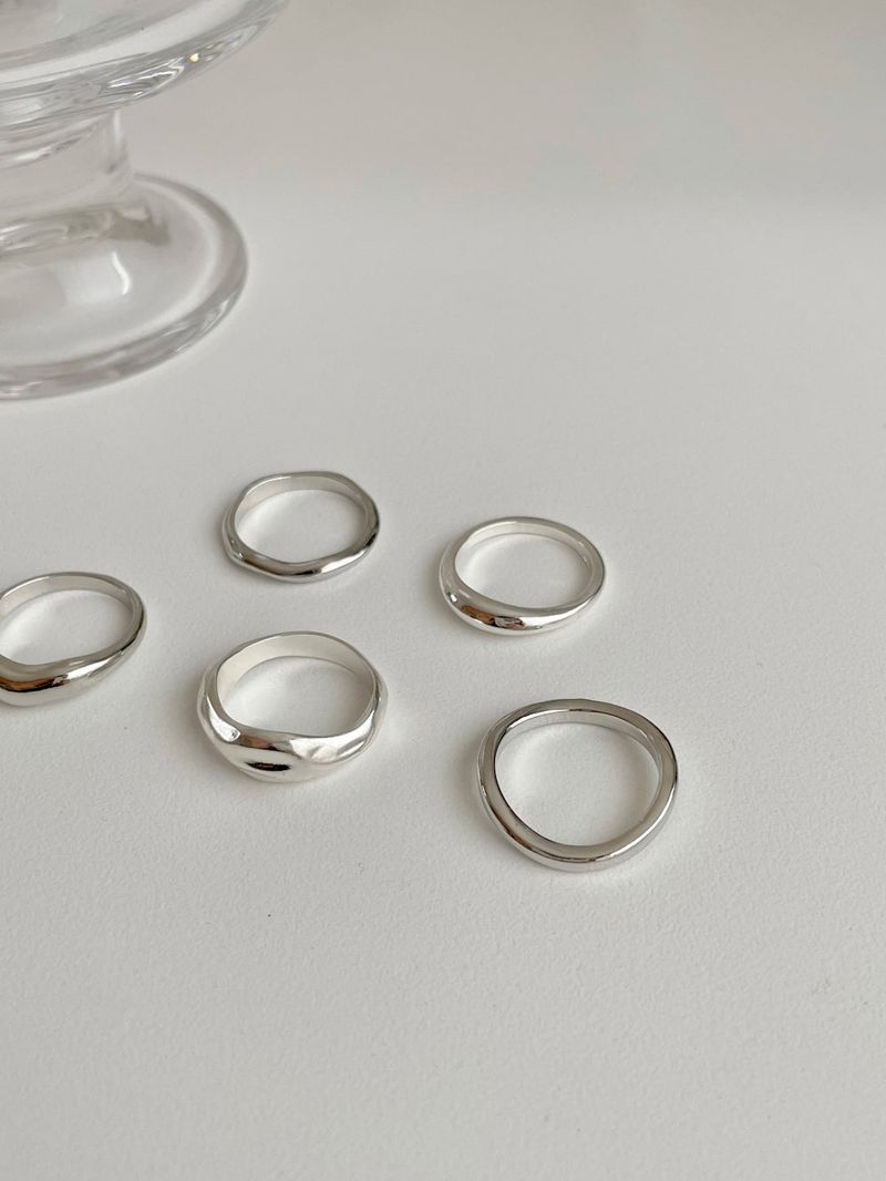[5 set] simple volume layered ring set 