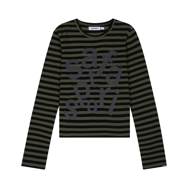  1/2 TICKETING STRIPE BORDER TEE (OLIVE)