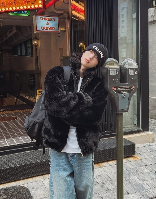 [PREMIUM/MADE] Oblique two-way fur jacket