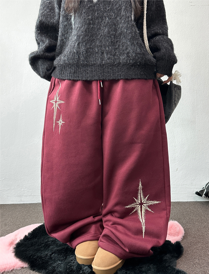 ワイドバルーンフリースラインドハッスルファイヤープリントワイドロングパンツ 🩶 3 COLOR
