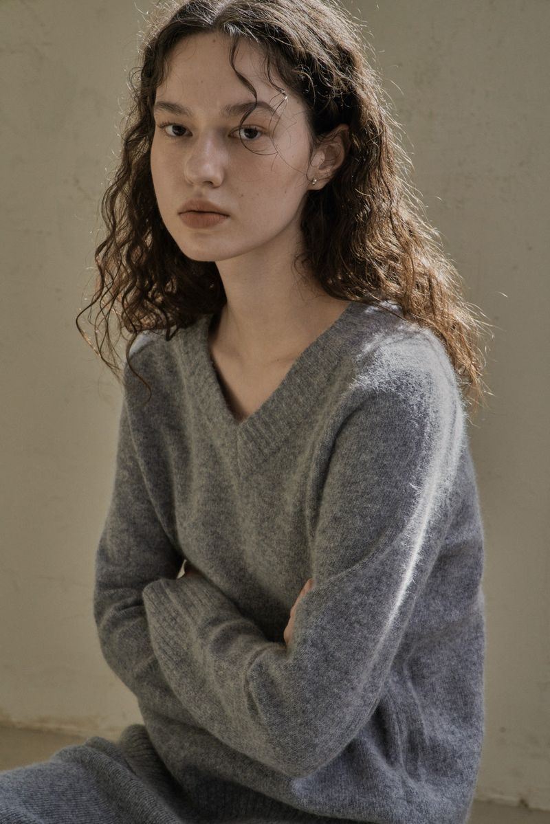 WOOL V-KNIT_GRAY