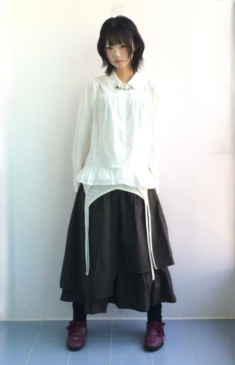 Cotton Flare Shirring Shirt