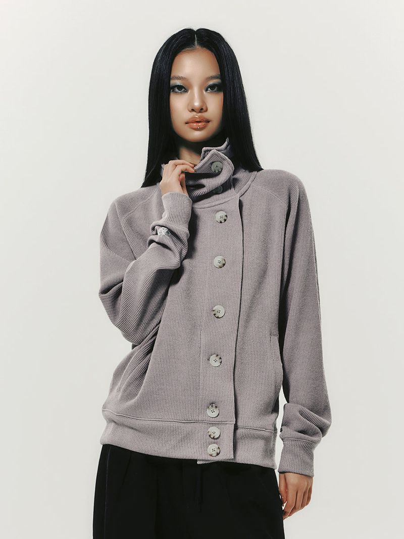 BUTTON UP CARDIGAN PURPLE
