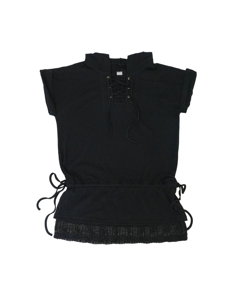 eyelet lace hood op / black