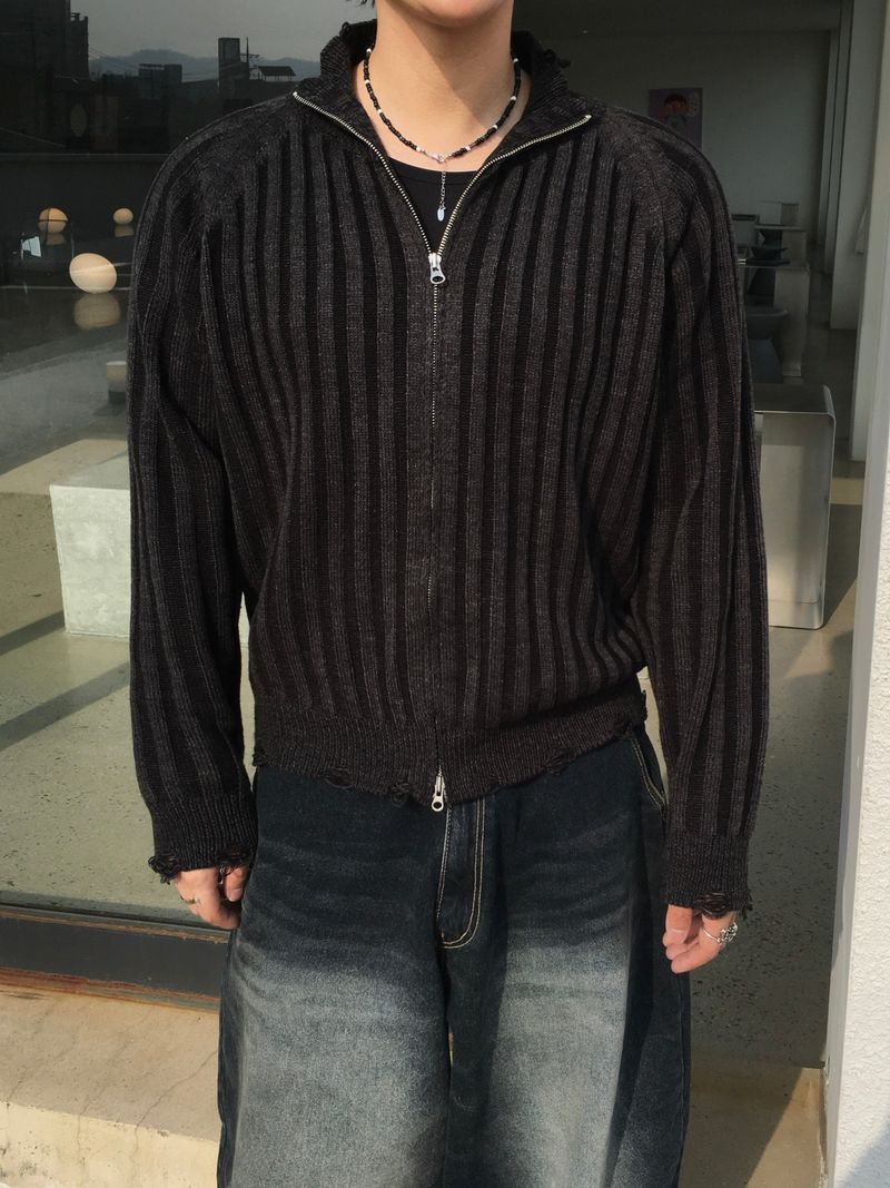 DL Ribbed Knit Zip-Up 3C