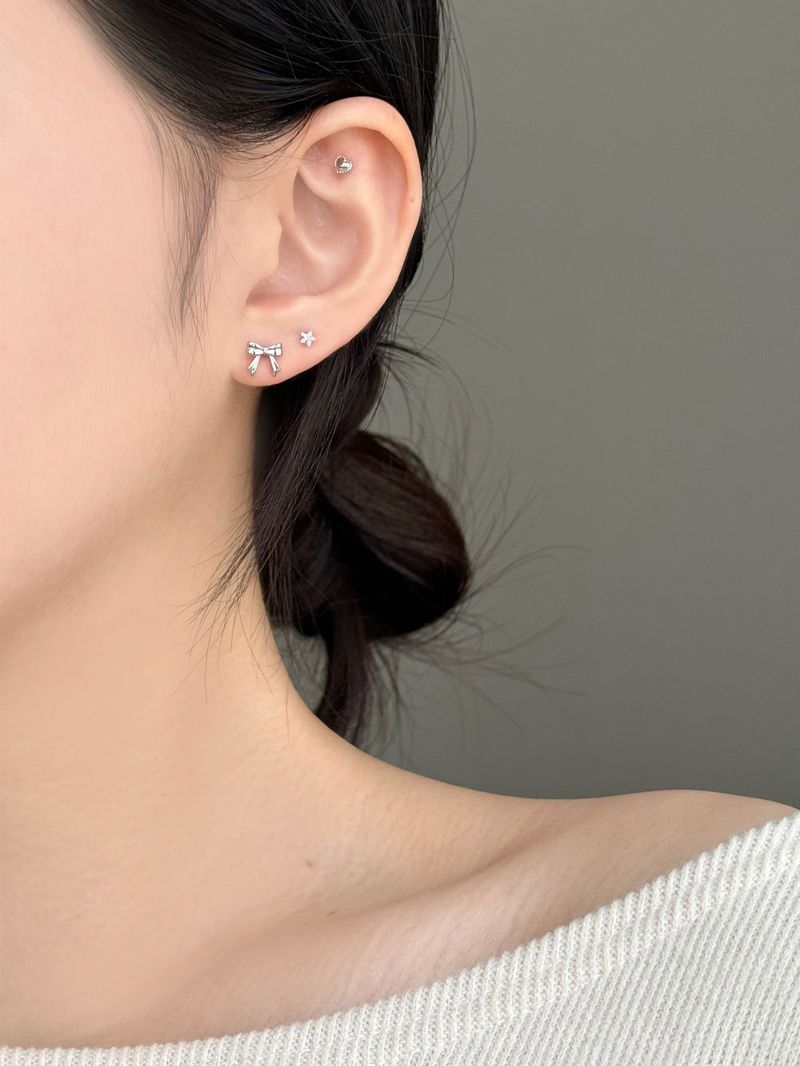 [3 set] love ribbon piercing set