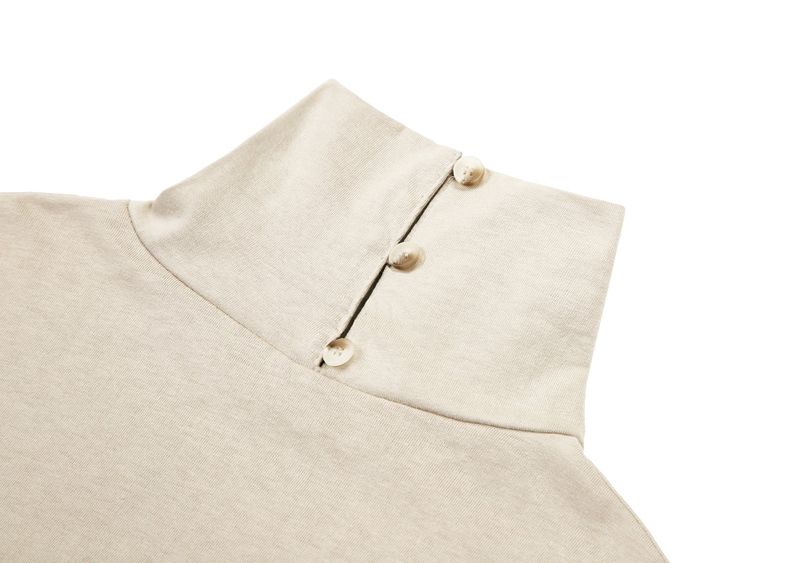 back button long sleeve chest tip turtle neck ivory