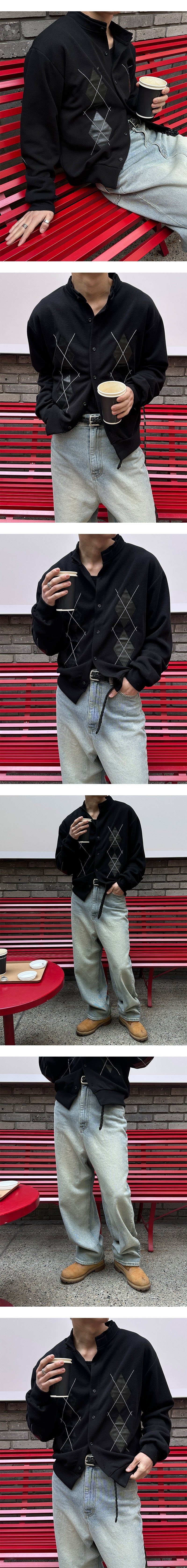 [Unisex] Argyle pattern half neck cardigan(2color)
