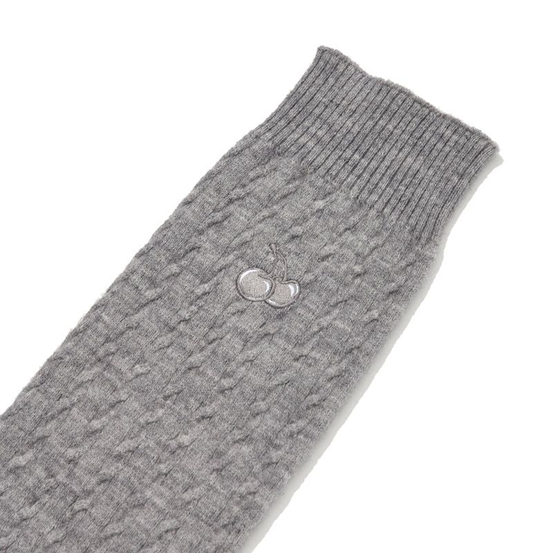 CHERRY CABLE KNIT LEG WARMER [GRAY]