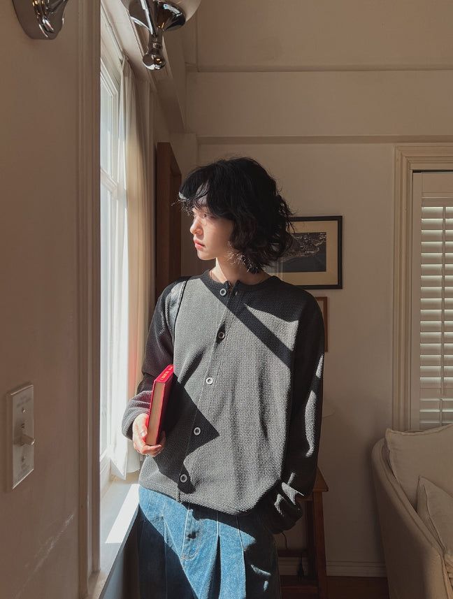 Cinder Pigment Waffle Warmer Cardigan