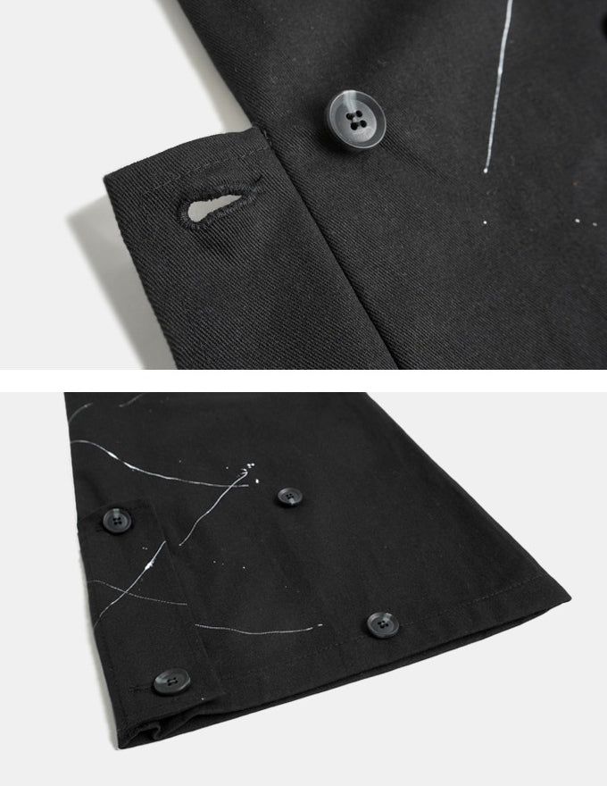 Unique Painting Button Wide Pants